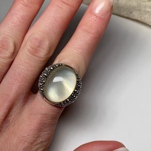 Michael Dawkins White Mother-of-Pearl Starry Night Doublet Ring